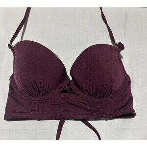 Abercrombie Bikini Swim top Size 32A Burgundy Halter Strap Back Pool Beach‎